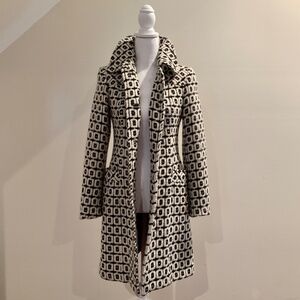 Milly New York Vintage Black and White Check Wool Woman's Coat, 2000 Collection